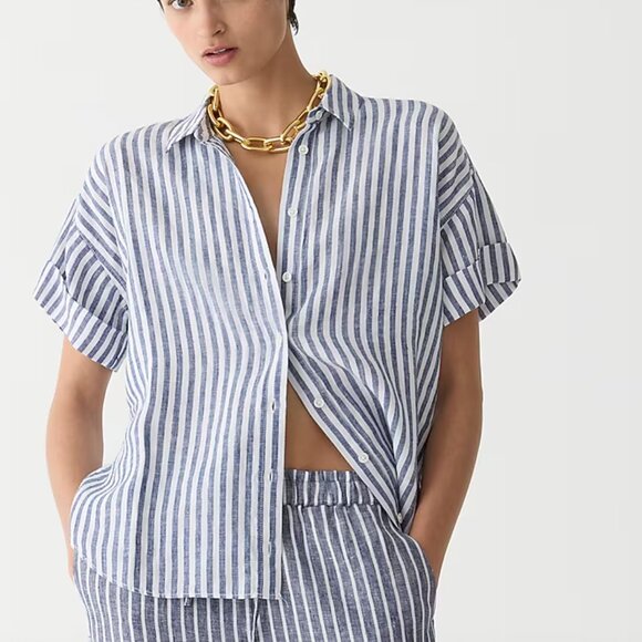 J. Crew Capitaine shirt in striped Baird McNutt Irish linen - Picture 10 of 10
